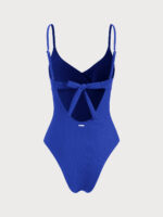 Blue Ribbed Twist Knot One-Piece Swimsuit - Image 7
