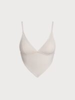 Off White Ribbed Handkerchief Hem Tankini Top - Image 6