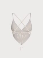Off White Ribbed Handkerchief Hem Tankini Top - Image 7