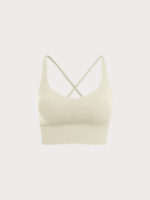 Cream V Neck X-Cross Sports Bra - Medium Support - Image 6