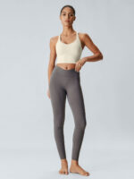 Cream V Neck X-Cross Sports Bra - Medium Support - Image 4