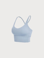 Light Blue V Neck X-Cross Sports Bra - Medium Support - Image 10
