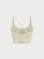 Cream V Neck X-Cross Sports Bra - Medium Support - Image 7