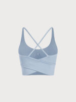 Light Blue V Neck X-Cross Sports Bra - Medium Support - Image 9