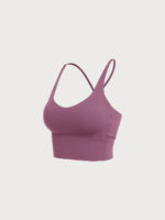 Purple V Neck X-Cross Sports Bra - Image 7