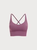 Purple V Neck X-Cross Sports Bra - Image 5