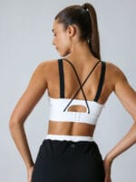 White Contrast Strap Sports Bra - Medium Support - Image 4