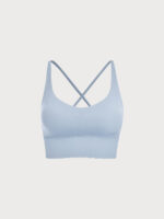 Light Blue V Neck X-Cross Sports Bra - Medium Support - Image 8