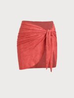 Red Jacquard Cover up Skirt - Image 5