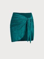 Dark Green Jacquard Cover-up Skirt - Image 8