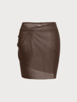 Dark Coffee Shimmer Cover Up Skirt - Image 7