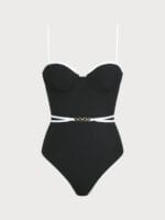 Black Contrast Underwire One-Piece Swimsuit - Image 6