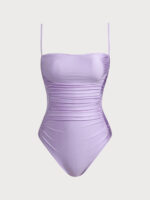 Purple Ruched X Cross One-Piece Swimsuit - Image 6