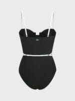 Black Contrast Underwire One-Piece Swimsuit - Image 7