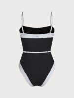 Black Contrast Gleam One-Piece Swimsuit - Image 8