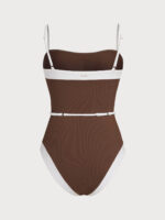 Brown Contrast Gleam One-Piece Swimsuit - Image 7