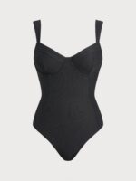 Black Cross Back Tummy Control One-Piece Swimsuit - Image 10