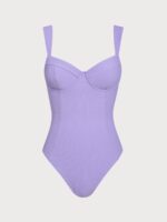 Purple Cross Back Tummy Control One-Piece Swimsuit - Image 7
