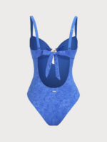 Blue Floral Textured One-Piece Swimsuit - Image 6