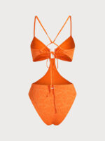 Orange Starfish Cut Out One-Piece Swimsuit - Image 7