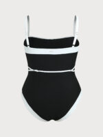Black Contrast Gleam Plus Size One-Piece Swimsuit - Image 6