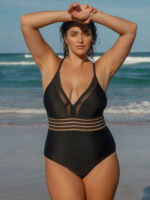 Black Cut Out Plus Size One-Piece Swimsuit