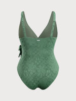 Green Jacquard Plus Size One-Piece Swimsuit - Image 6