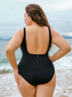 Black U-shape Plus Size One-Piece Swimsuit - Image 2