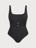 Black U-shape Plus Size One-Piece Swimsuit - Image 6