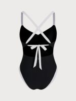 Black Contrast Plus Size One-Piece Swimsuit - Image 6