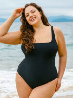 Black U-shape Plus Size One-Piece Swimsuit - Image 3