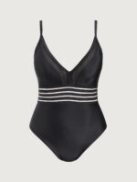 Black Cut Out Plus Size One-Piece Swimsuit - Image 4