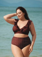Brown Polka Dot Plus Size Bikini Bottom - Image 3