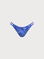 Blue Leaf Print Cutout Bikini Bottom - Image 5
