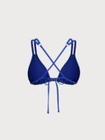 Blue Leaf Print Strappy Bikini Top - Image 10