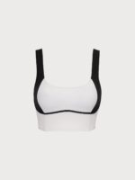 White Contrast Square Neck Sports Bra - Light Support - Image 5