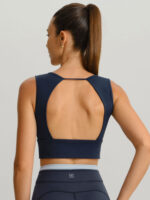 Navy Strap Backless Sports Bra - Light Support - Image 6