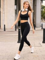 Black Strap Backless Sports Bra - Light Support - Image 3
