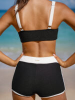 Black Contrast High-Waisted Surf Shorts - Image 2