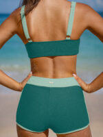 Green Contrast High-Waisted Surf Shorts - Image 2