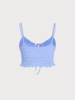 Light Blue Textured Ruffled Tankini Top - Image 6