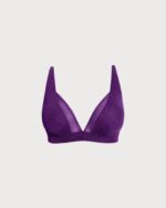 Purple Mesh Plunge Plus Size Bikini Top - Image 5