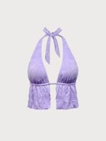 Lavender Halter Neck Ruffled Tankini Top - Image 6