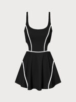 Black Contrast Cutout Tennis Dress - Light Support - Image 7