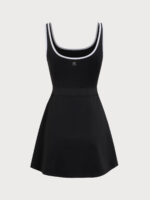 Black Contrast Square Neck Dress--Light Support - Image 7