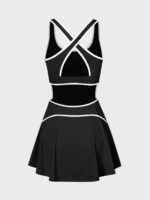 Black Contrast Cutout Tennis Dress - Light Support - Image 8