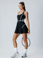 Black Contrast Cutout Tennis Dress - Light Support - Image 3