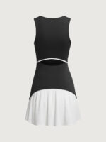Black Colorblocked Crop Workout Dress - Image 10