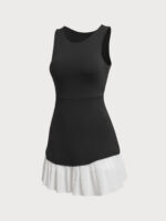 Black Colorblocked Crop Workout Dress - Image 9