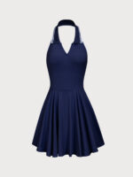 Navy Collar Backless Tennis Dress - Light Support - Image 6